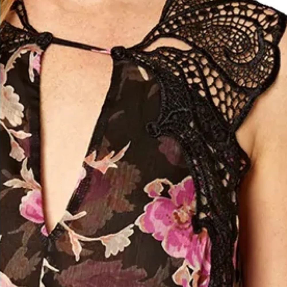 Misa Los Angeles Black and Pink Butterfly Floral Maxi Dress - Picture 2 of 6